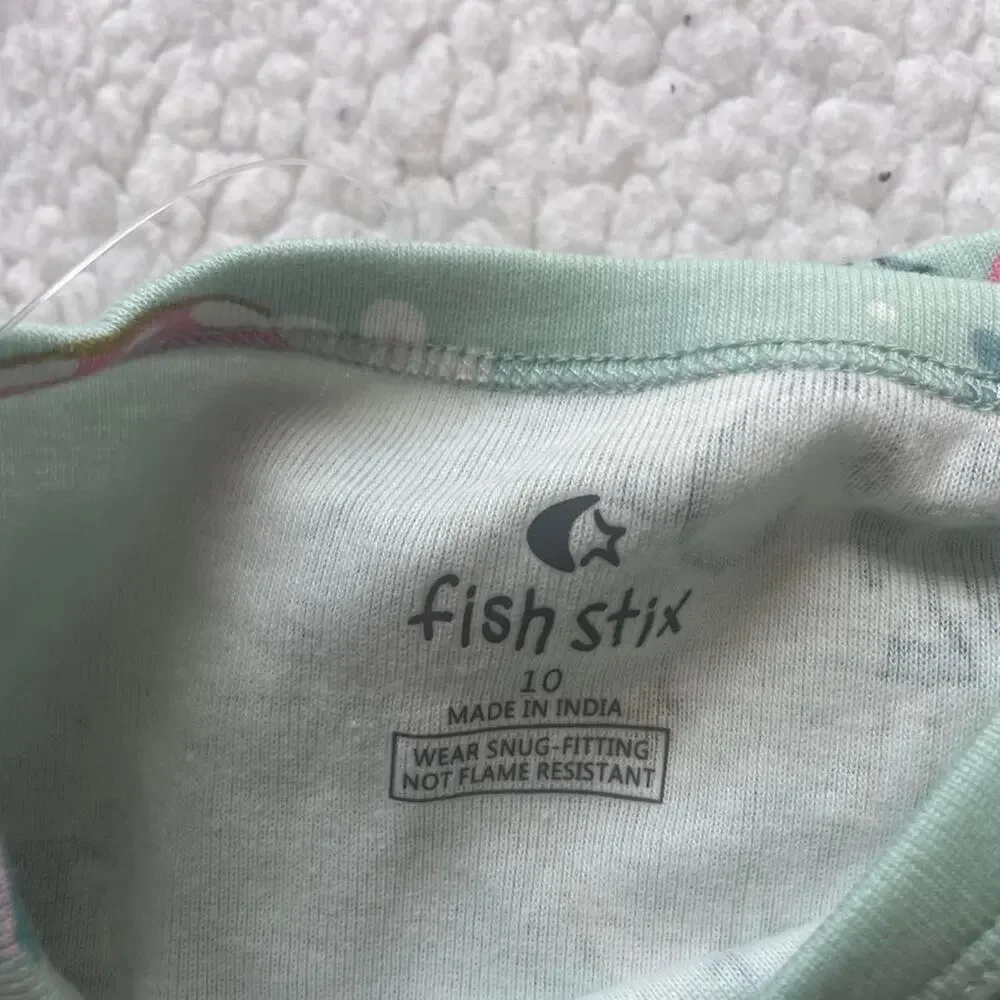 Fish stix green fairy garden kids pj set